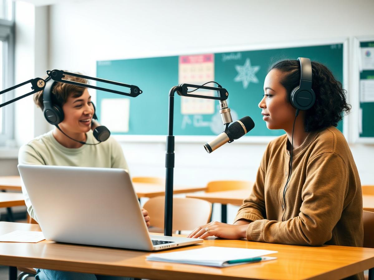 Studenti nahrávají školní podcast